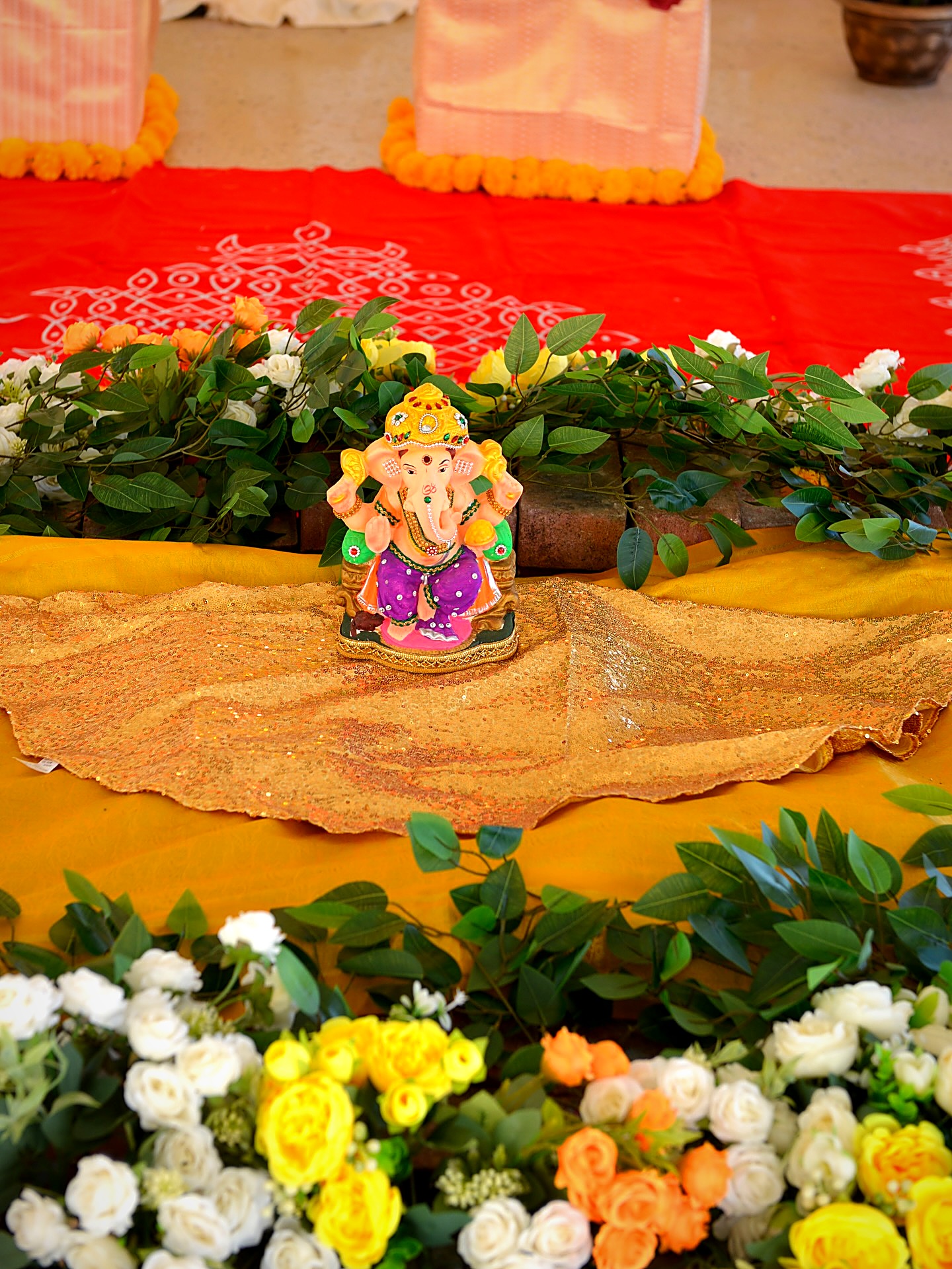 Haldi marigold setup